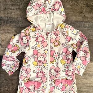 Hello Kitty Floral Hooded Windbreaker Girls Size 4 Pink Bow Jacket Sanrio